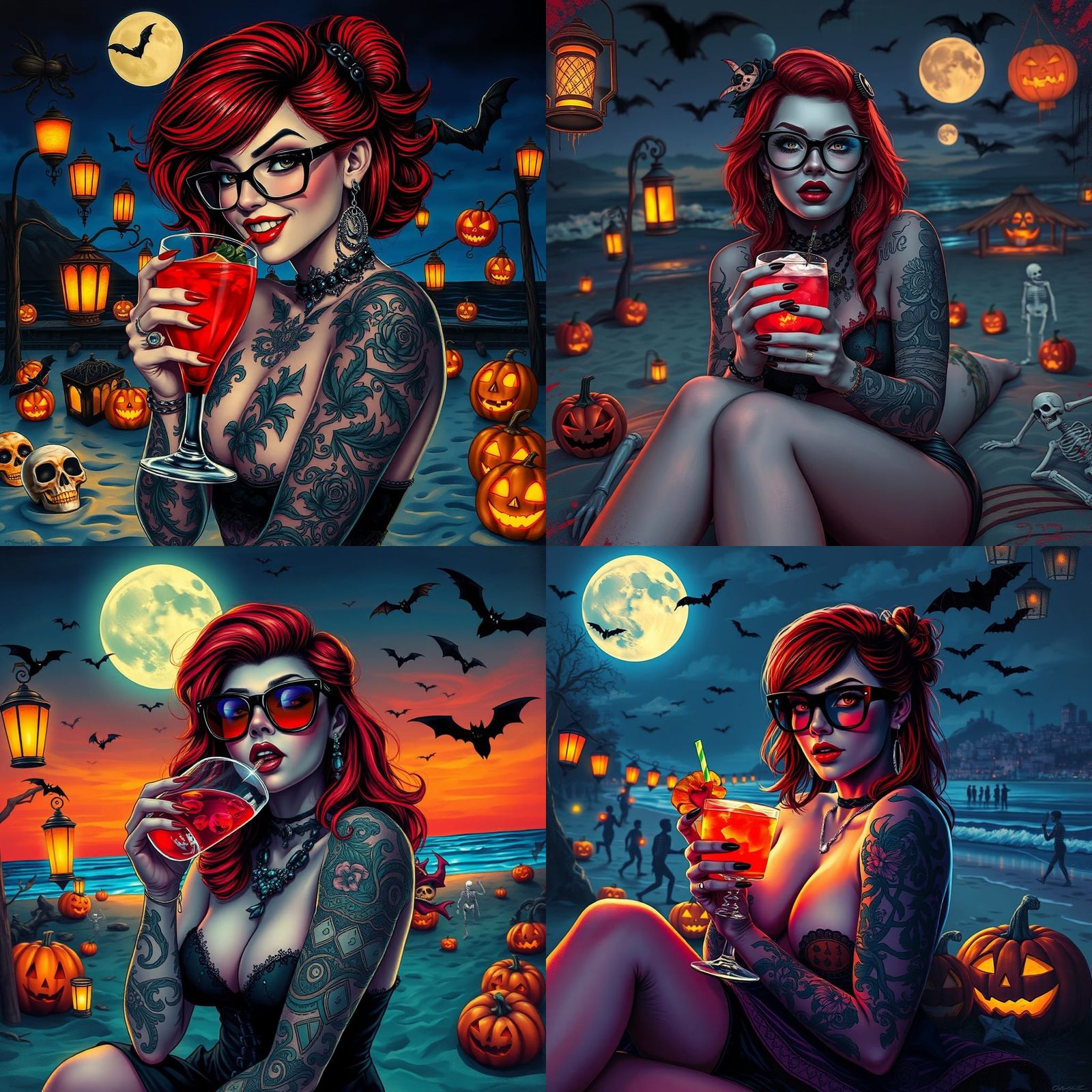 Goth Pin-Up Halloween Beach Cocktail: Graffiti Art