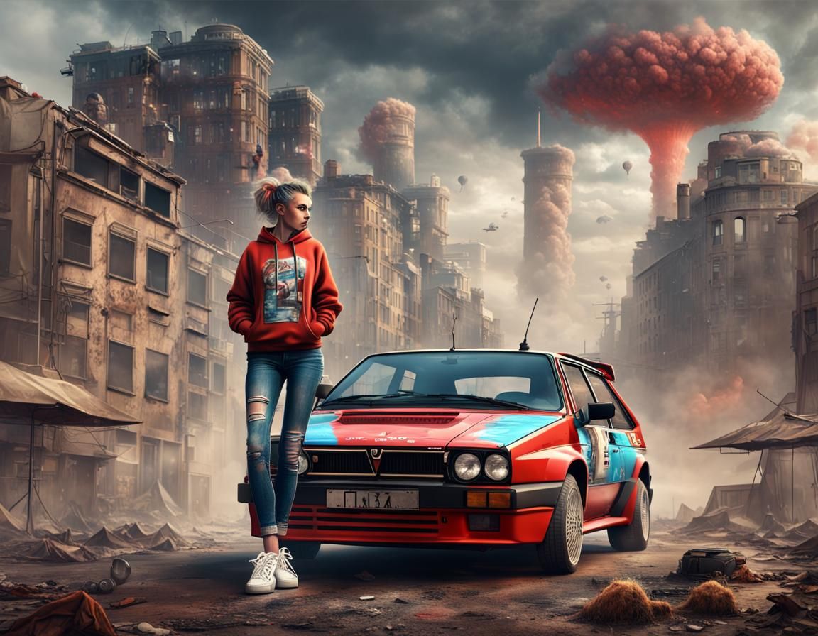 Apocalyptic Martini Lancia Delta: Detailed Matte Painting