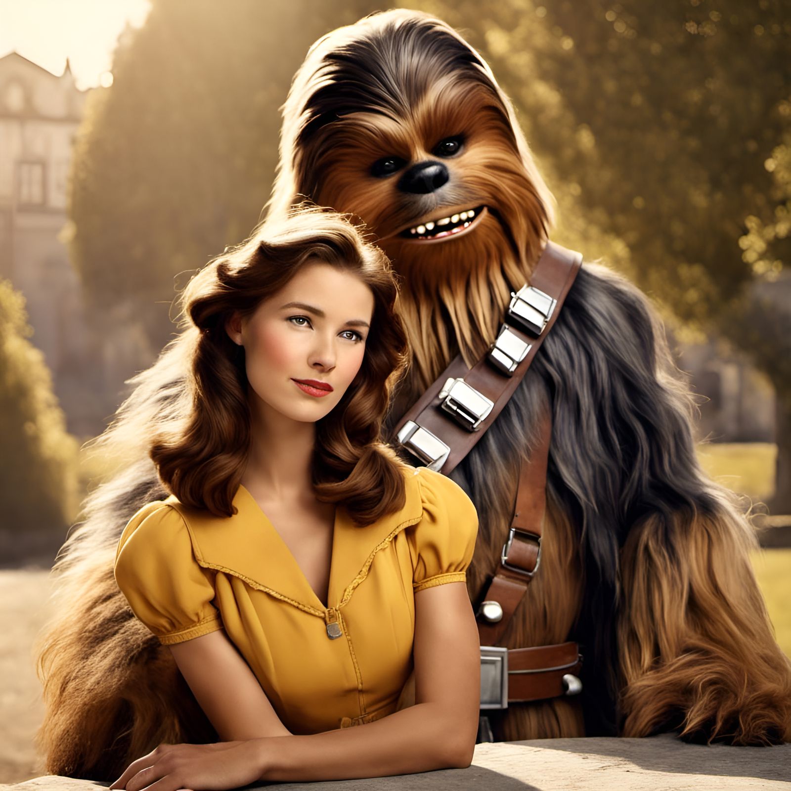 Belle and Chewbacca Portrait in Lange Style