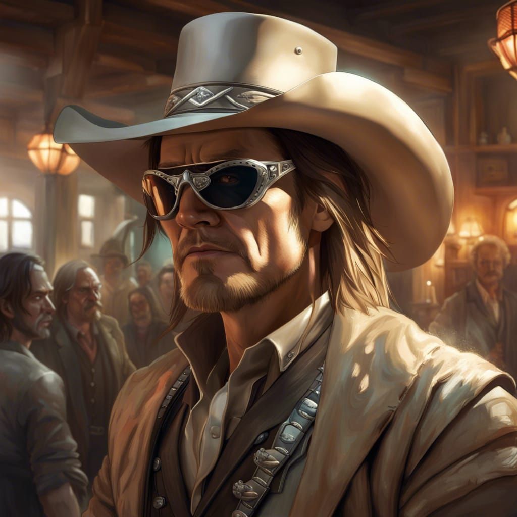 Lone Ranger Portrait at Cantina Bar, Hyperdetailed Art