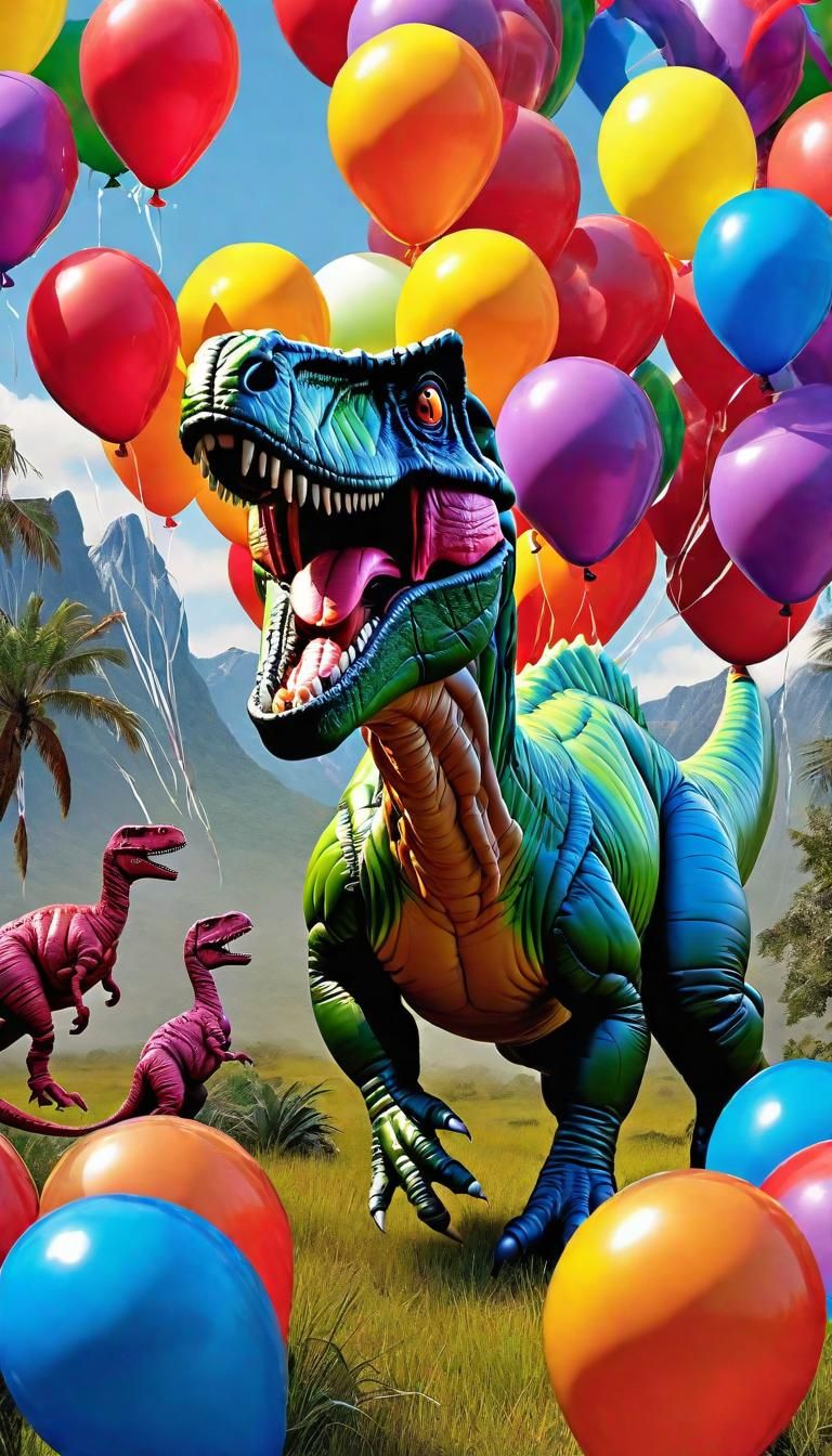 an image that shows Jurassic Park dinosaurs made out of ball...