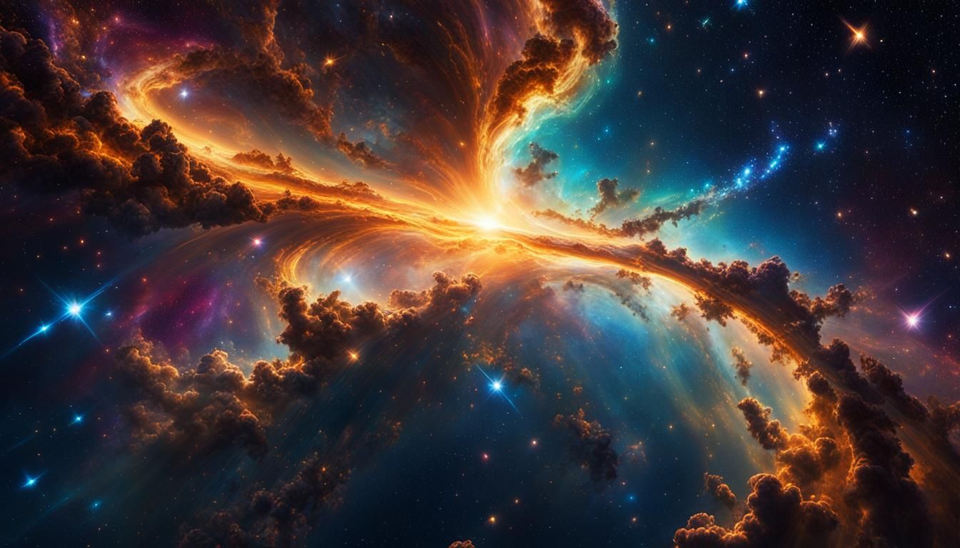 God Splits Milky Way in Cosmic Surrealism