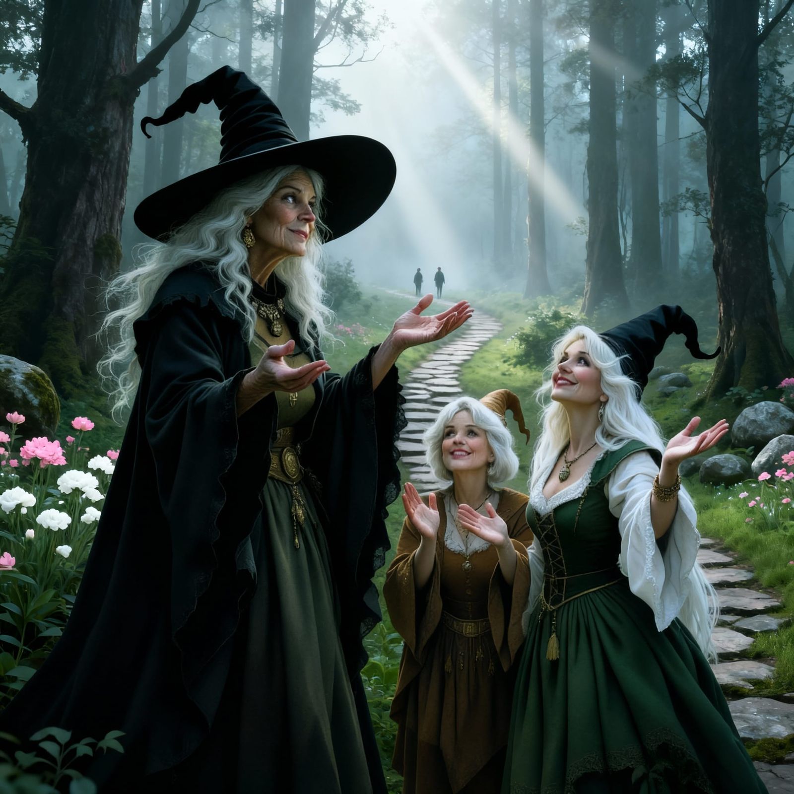 Mystical Witches Merged With Enchanting Landscapes