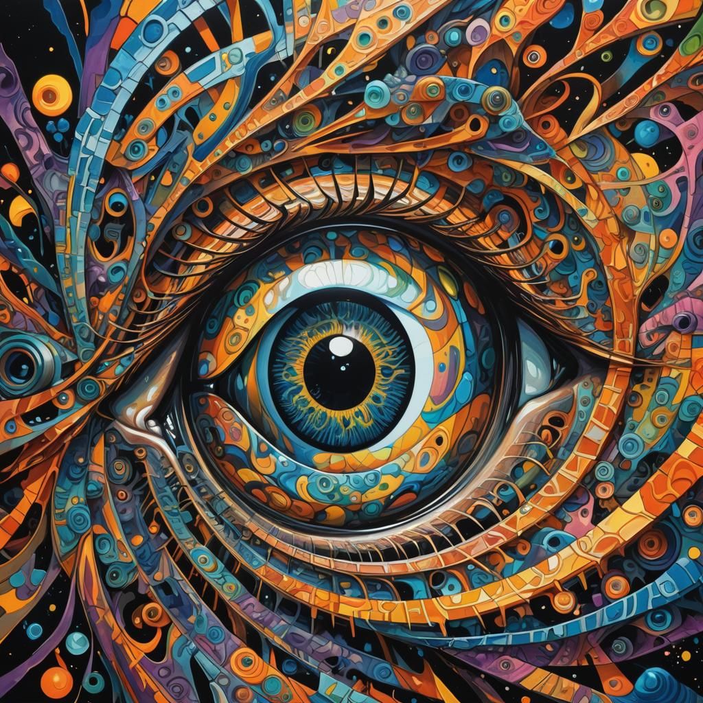 Surreal Eye with Infinite Spiraling Tunnel