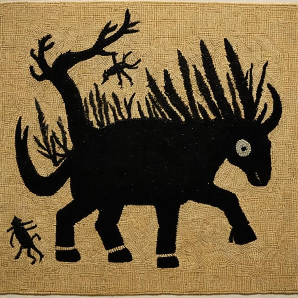 Prehistoric Cave Art as Needlepoint