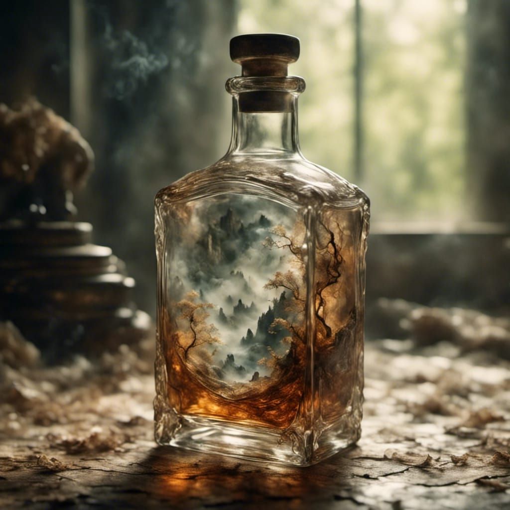 Classy Whisky Bottle with Detailed Logo Art