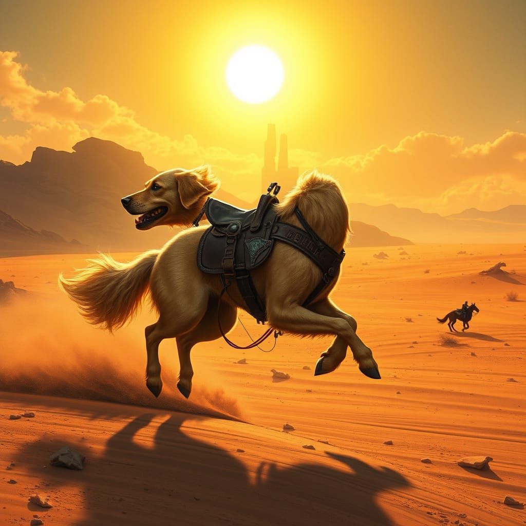 Robotic Golden Retriever Gallops Across Alien Desert