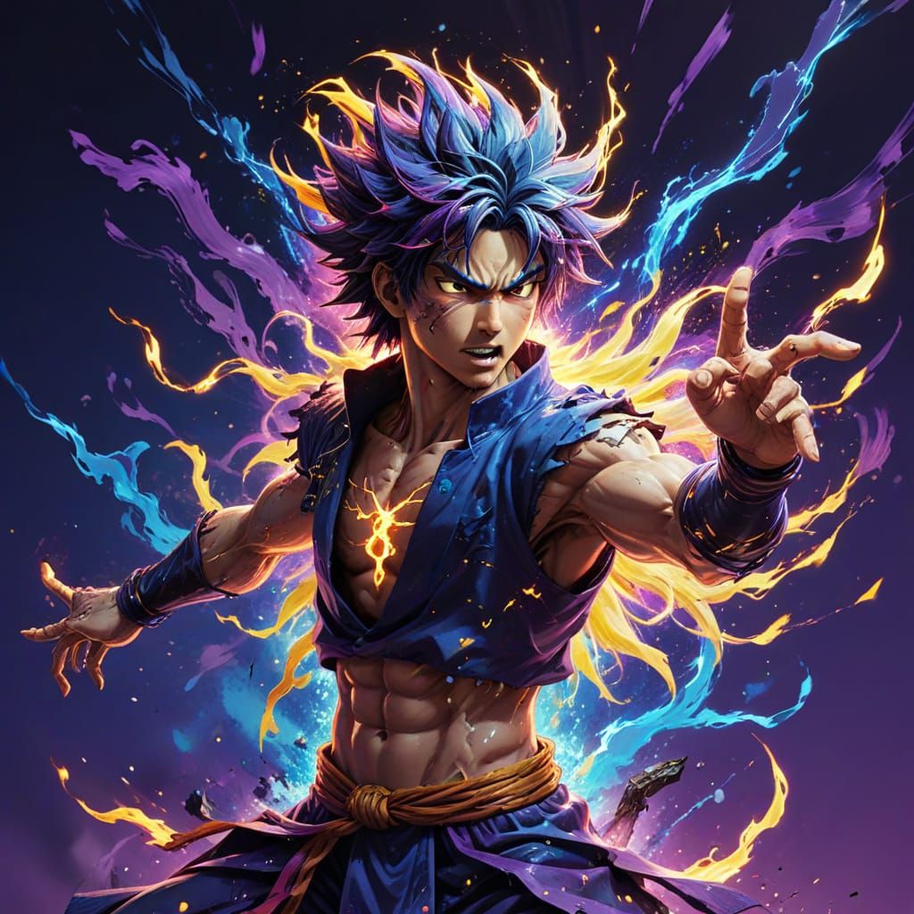 Divine Anime God Soars with Electrifying Power