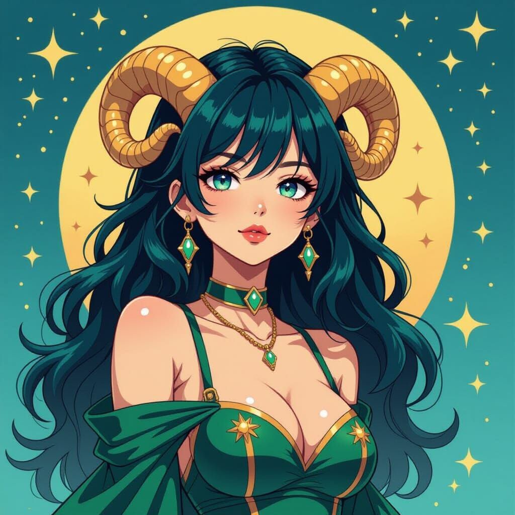 Female Drawing in Celestialpunk Style with Bold Lines