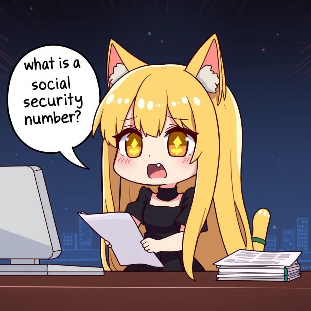 Cute Chibi Catgirl Tax Troubles in Anime Style