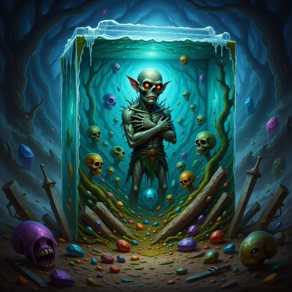 Zombie Trapped in Ooze Cube with RPG Loot