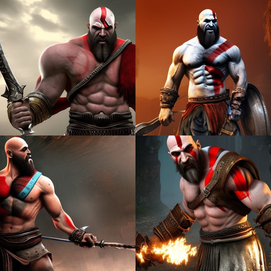 Kratos in 3D Cinematic Game Style