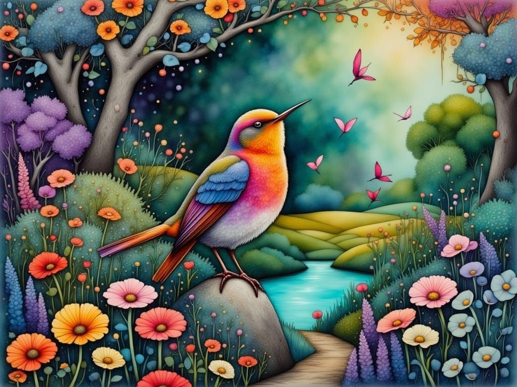 Hyperrealistic Cottage Garden Scene in Intricately Detailed ...