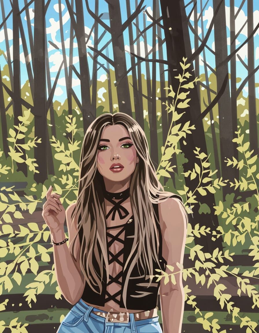 Gothic Woman Portrait in Eerie Fairytale Setting