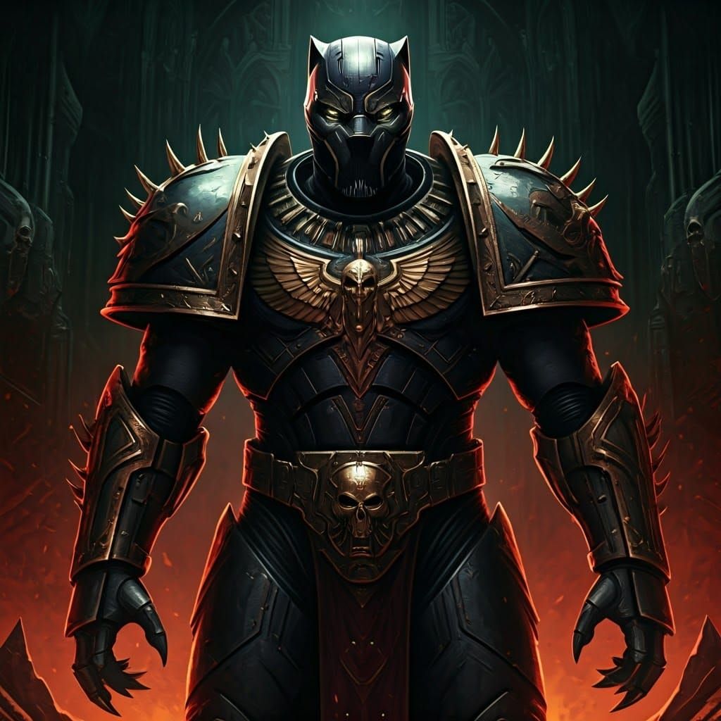 Black Panther in Gothic Warhammer Armor