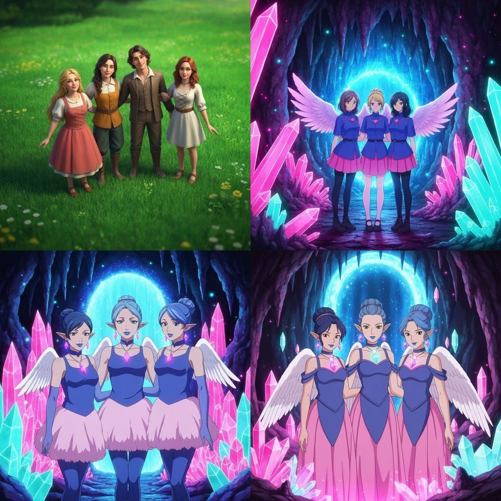 Magical Crystal Cave Adventure with Anime Elven Girls