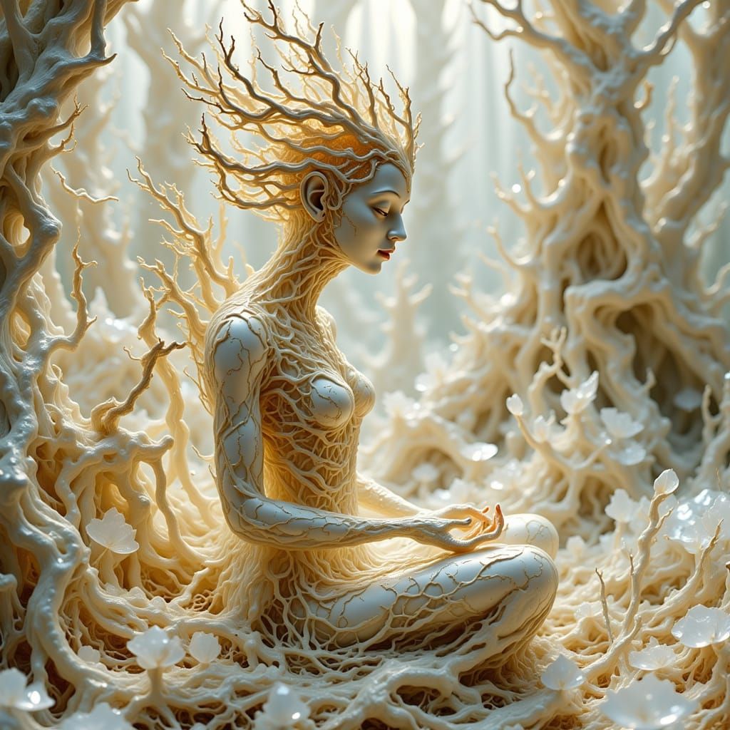 Biomorphic Buddha in Ethereal Root Setting