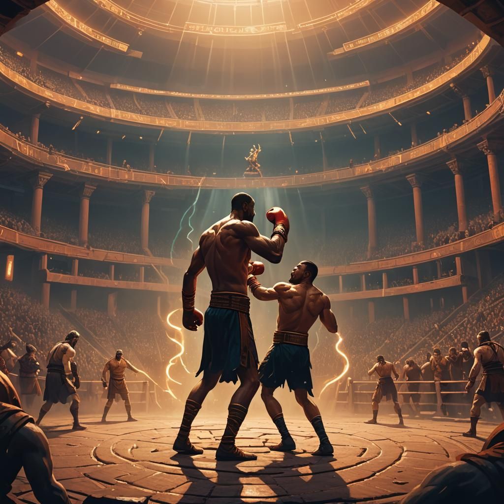 Epic Boxer Fight in Ancient Mystical Arena