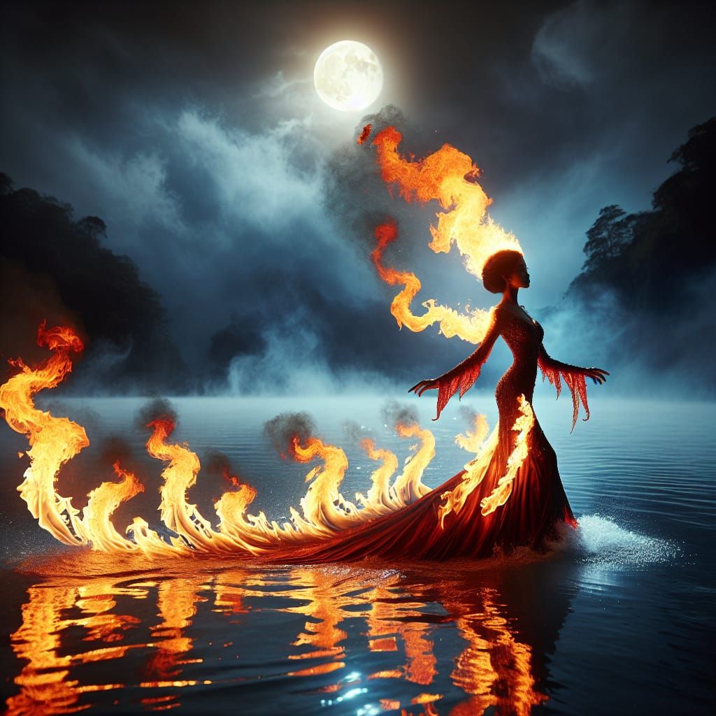 Fiery Emergence: South Asian Woman Ablaze