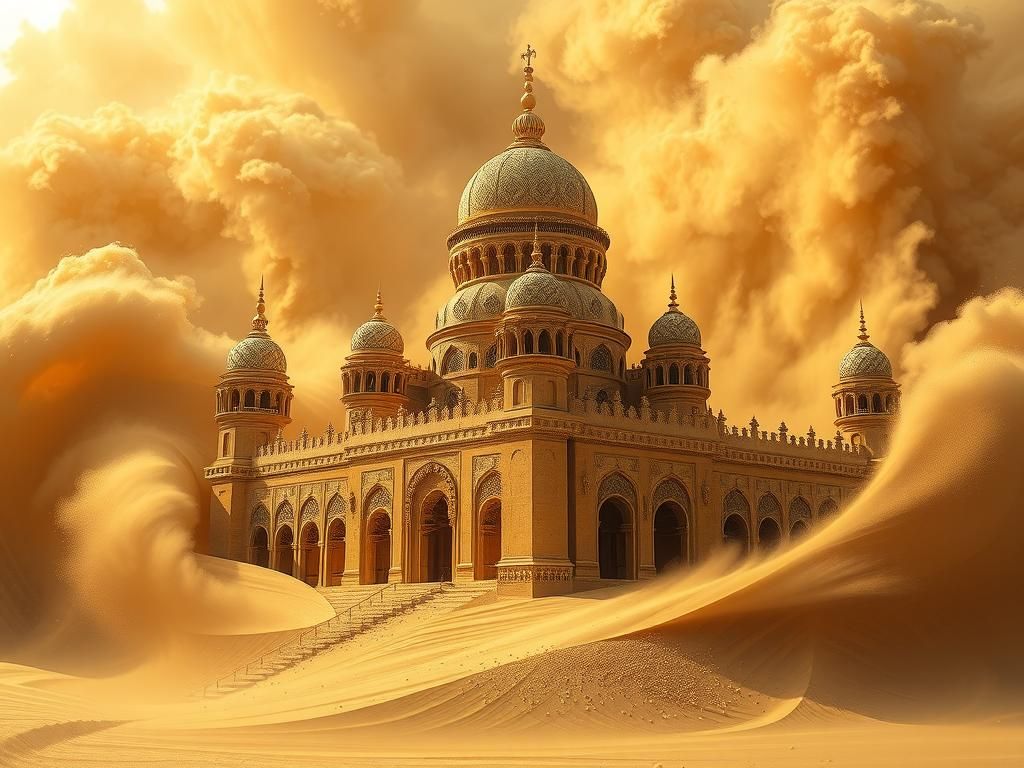 Sandcastle in Sandstorm with Moorish Architecture