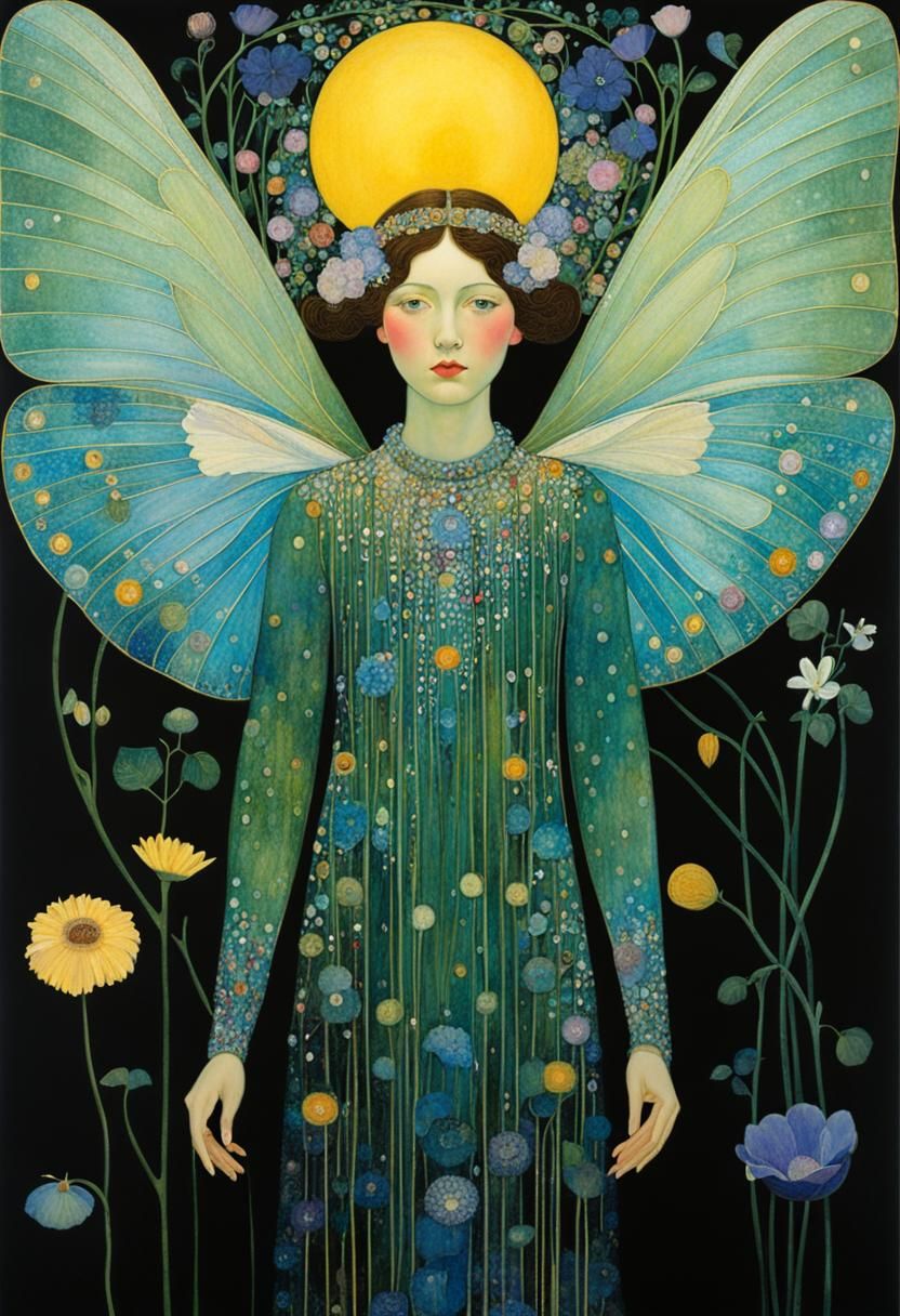 Art Nouveau Florals Dance in Frosty Light