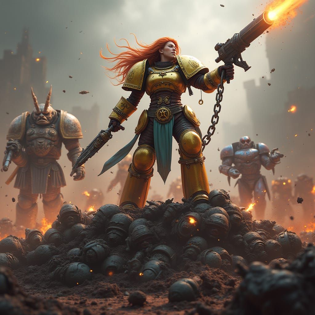 Trans Female Custodes Warrior Triumphs in Grimdark Warhammer...