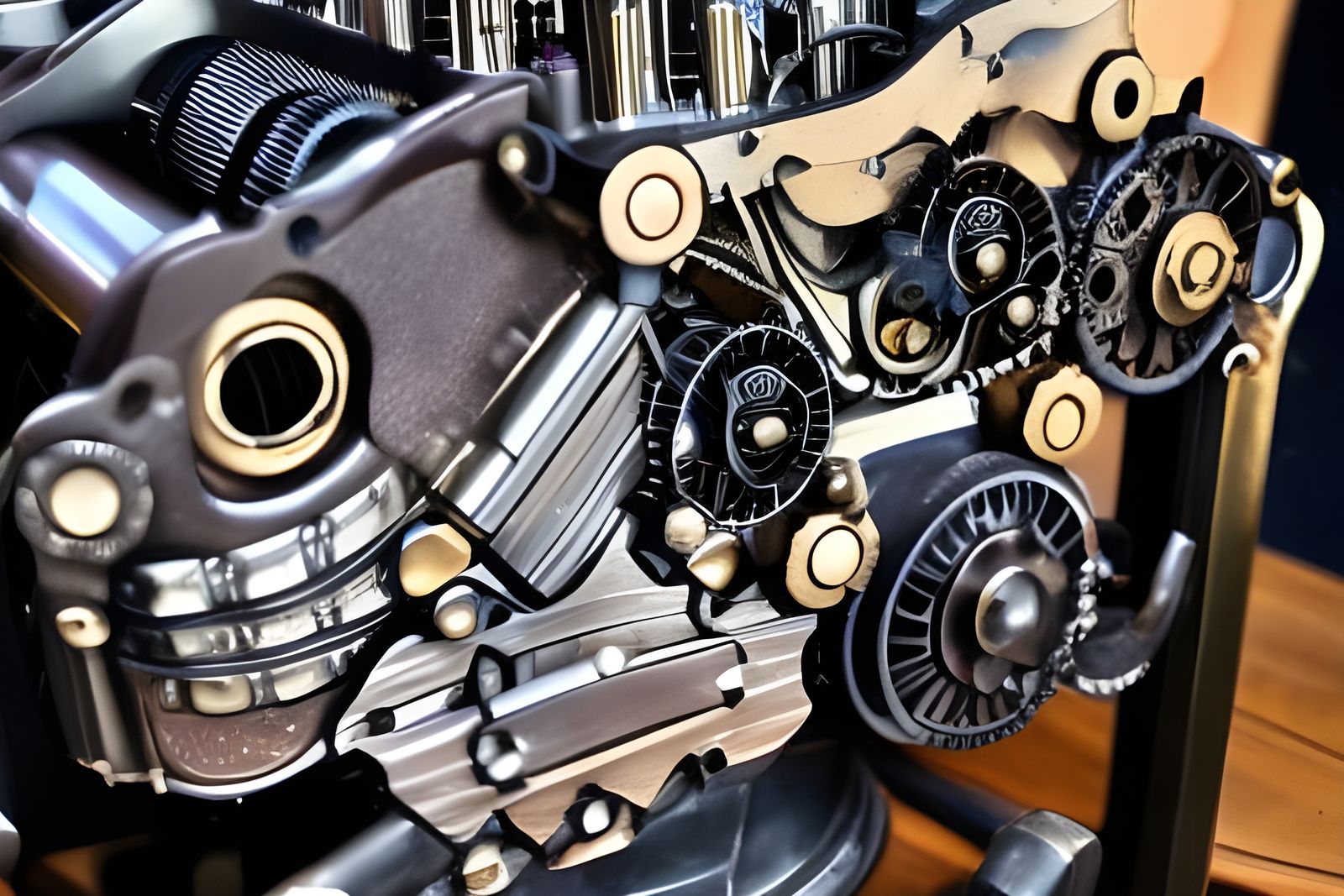 Detailed Steampunk Engine in a Victorian Style