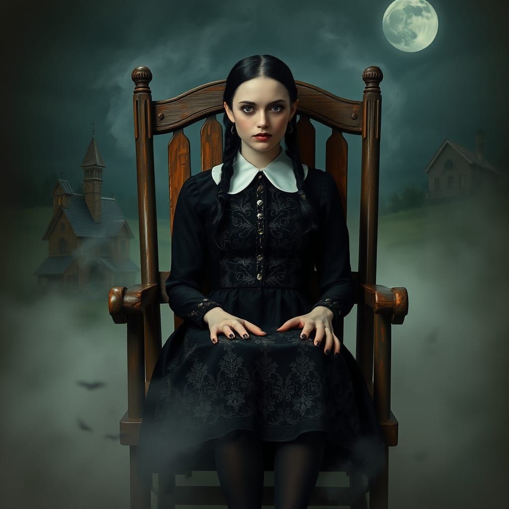 Wednesday Addams in Electric Chair, Ethereal Mist