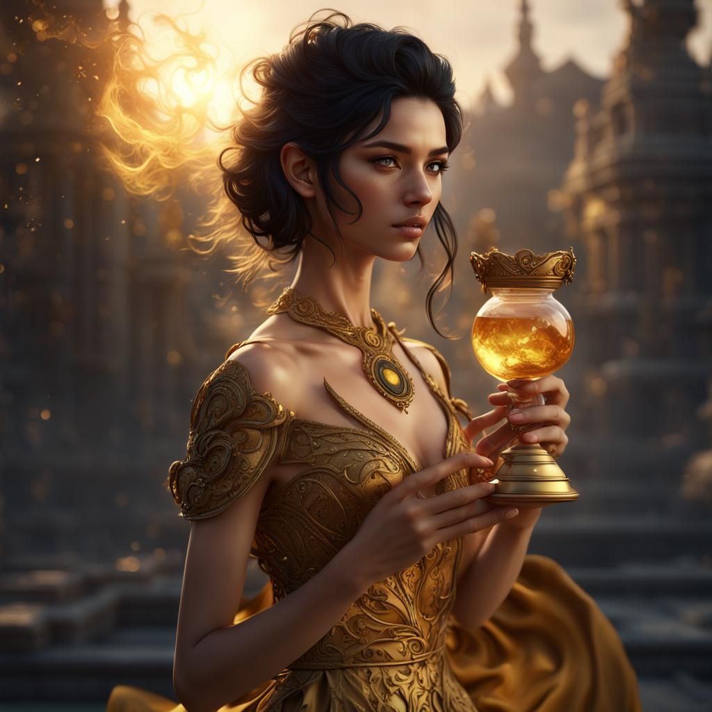 Girl with Hourglass in Fantasy Concept Art