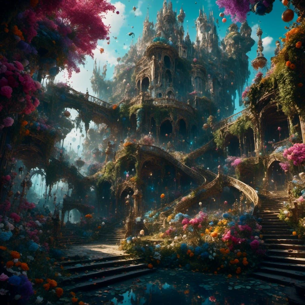 Fantastical Hanging Gardens in Detailed Matte Painting
