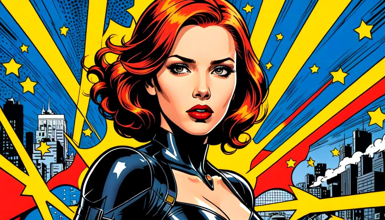 Scarlett Johansson as Black Widow in Pop Art Style