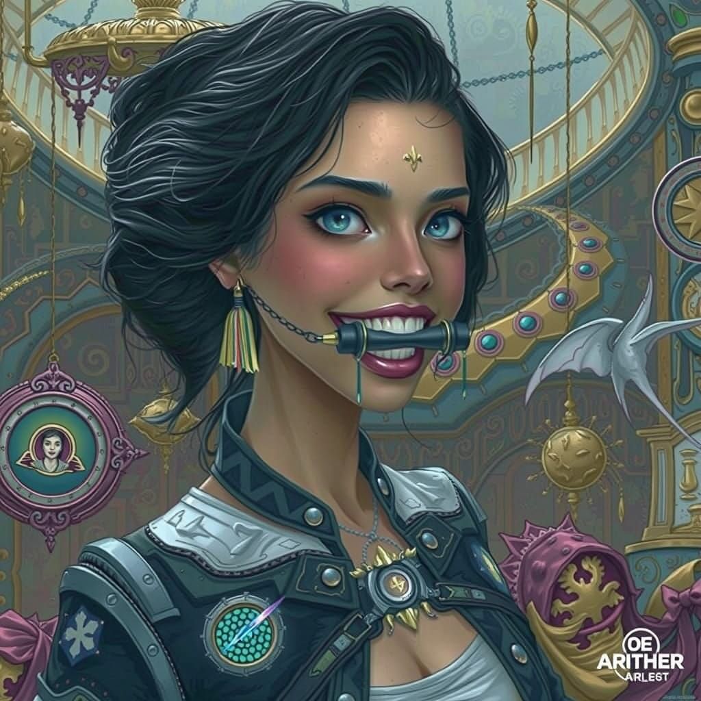 Fantastical Portrait of a Woman Holding a Vibration Device