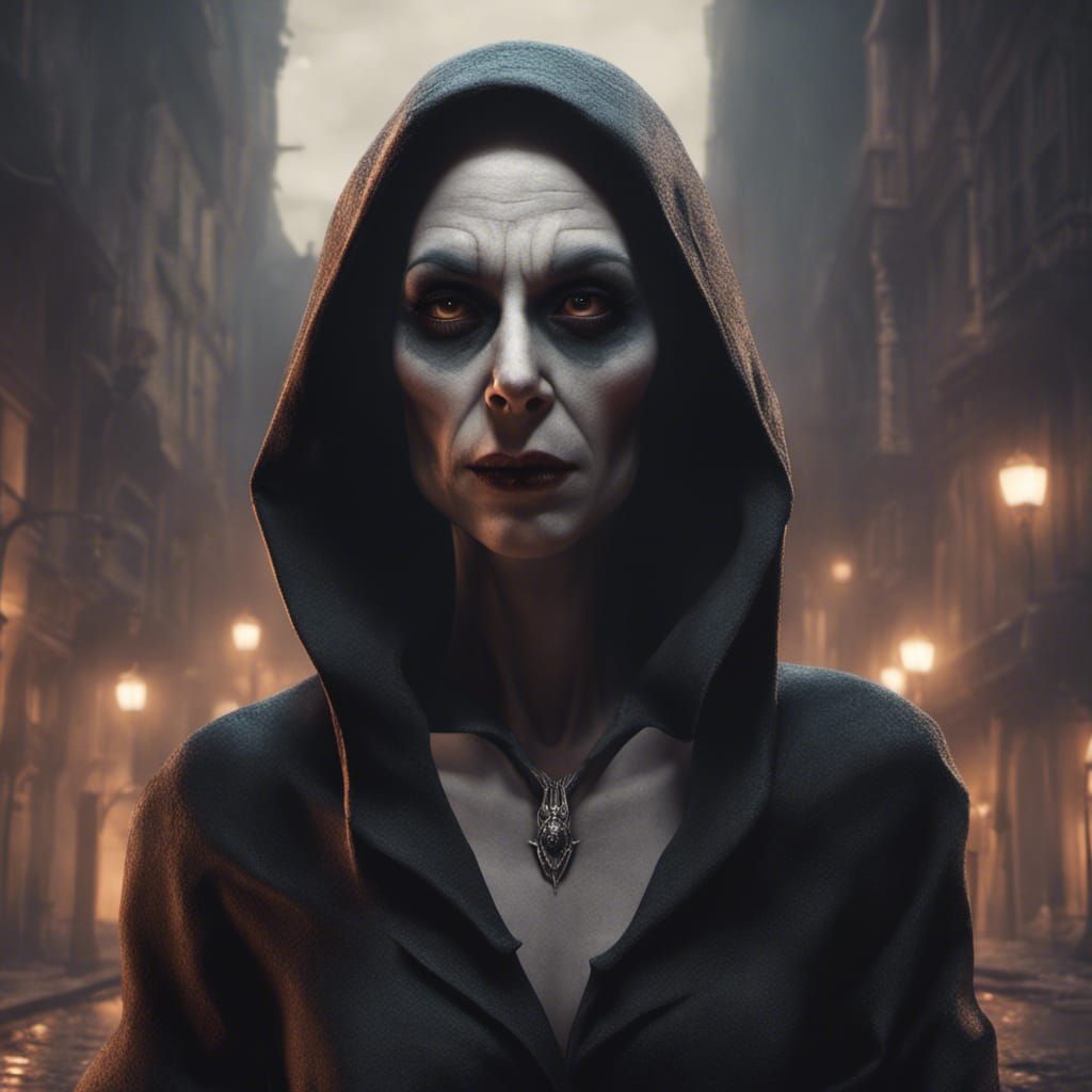 Female Nosferatu in Dark Italian Urban Scene