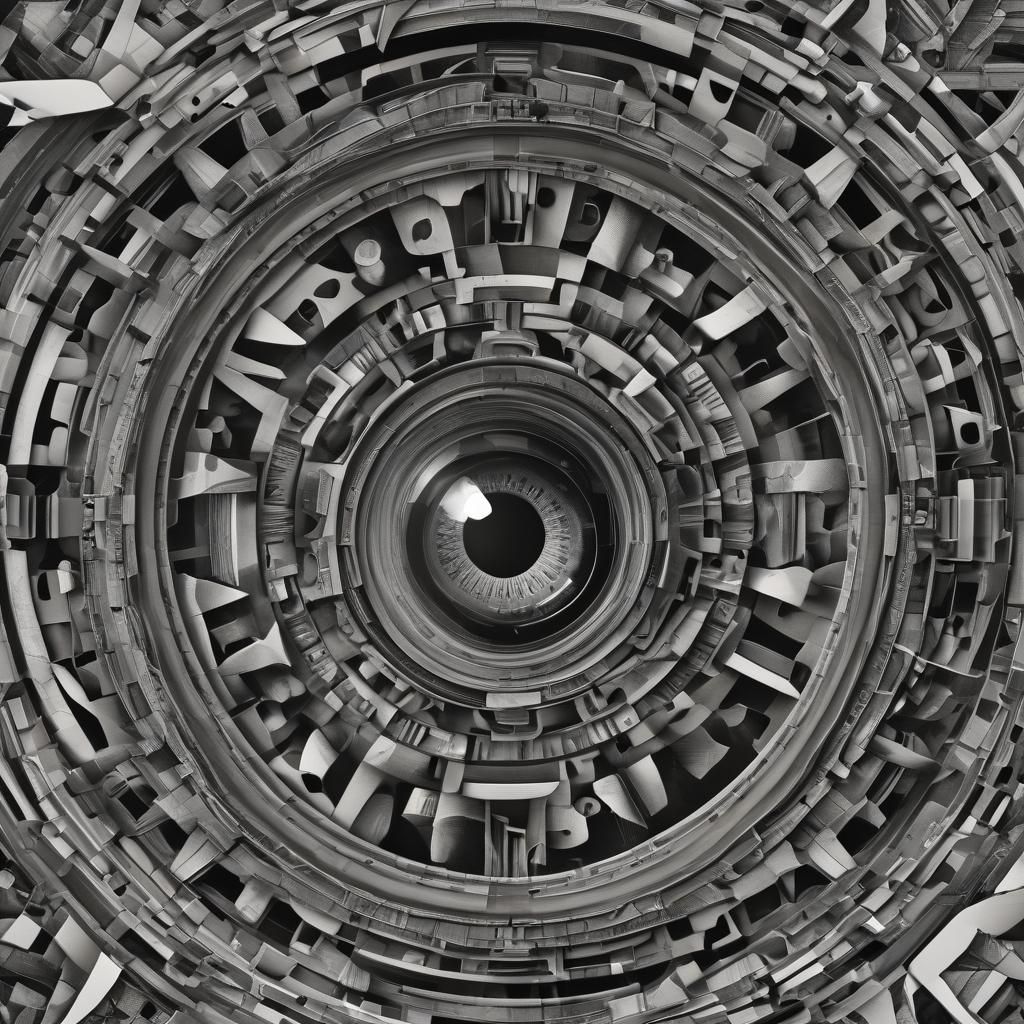 Escher-Style Geometric Eye in Black and White