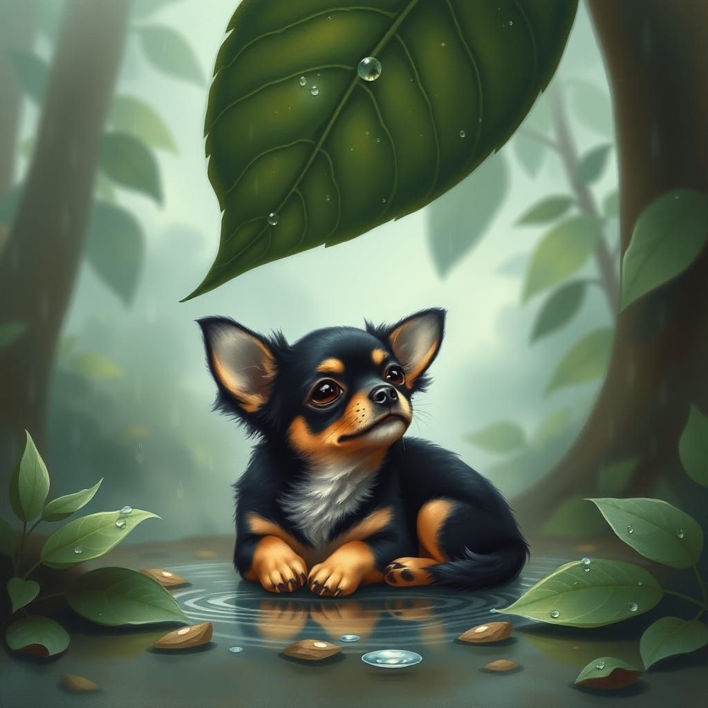 Whimsical Chihuahua Mix in a Mystical Forest