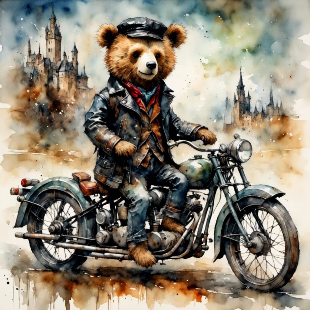 Biker Teddy Bear in Leather Jacket