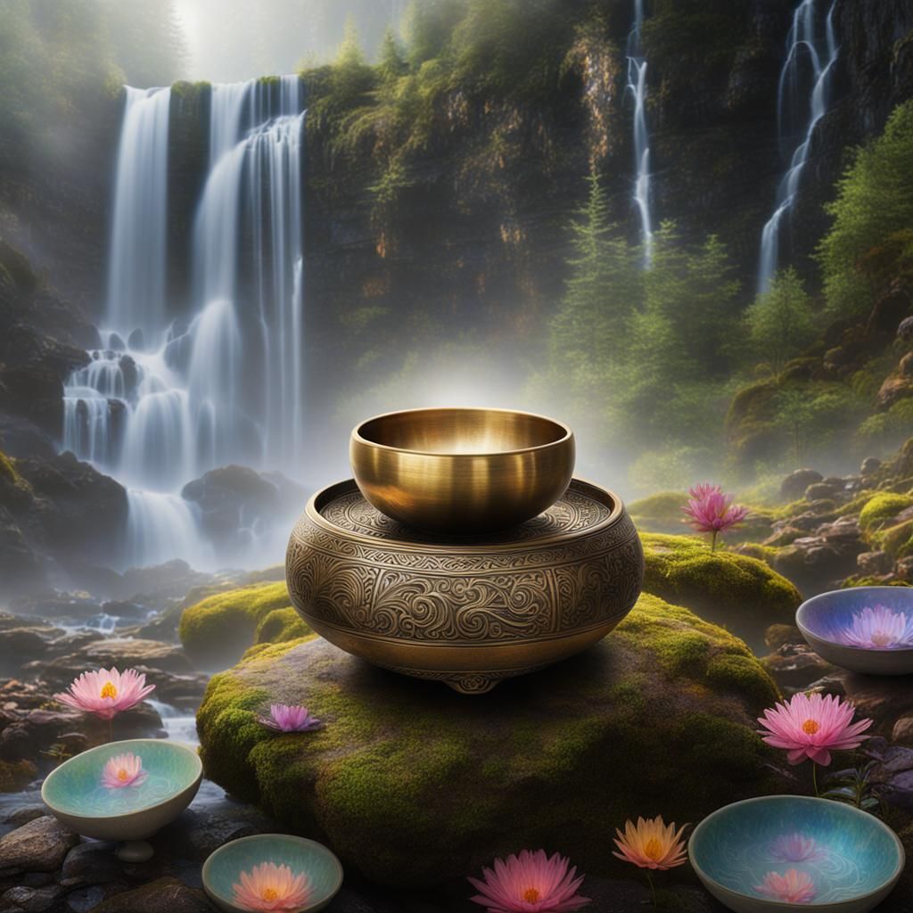 Tibetan Bowl by Misty Falls: Dreamcore Monet Painting