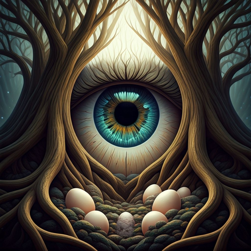 Mystical Eye in Fantasy Forest Art