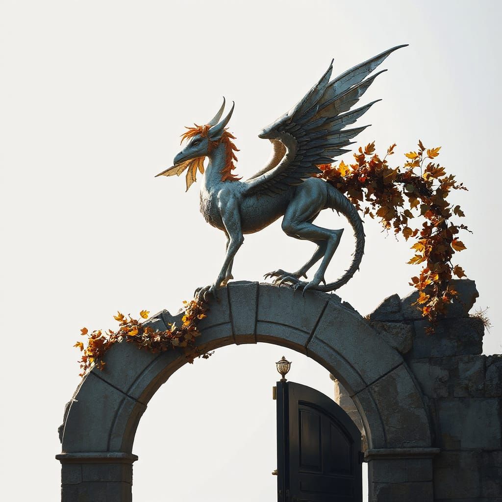 Art Nouveau Sculpture of Woman-Bird Creature