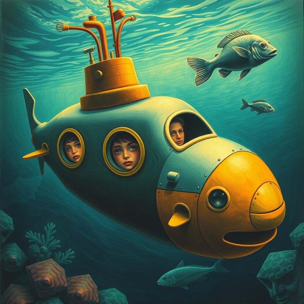 Psychedelic Submarine Adventure in the Deep Sea