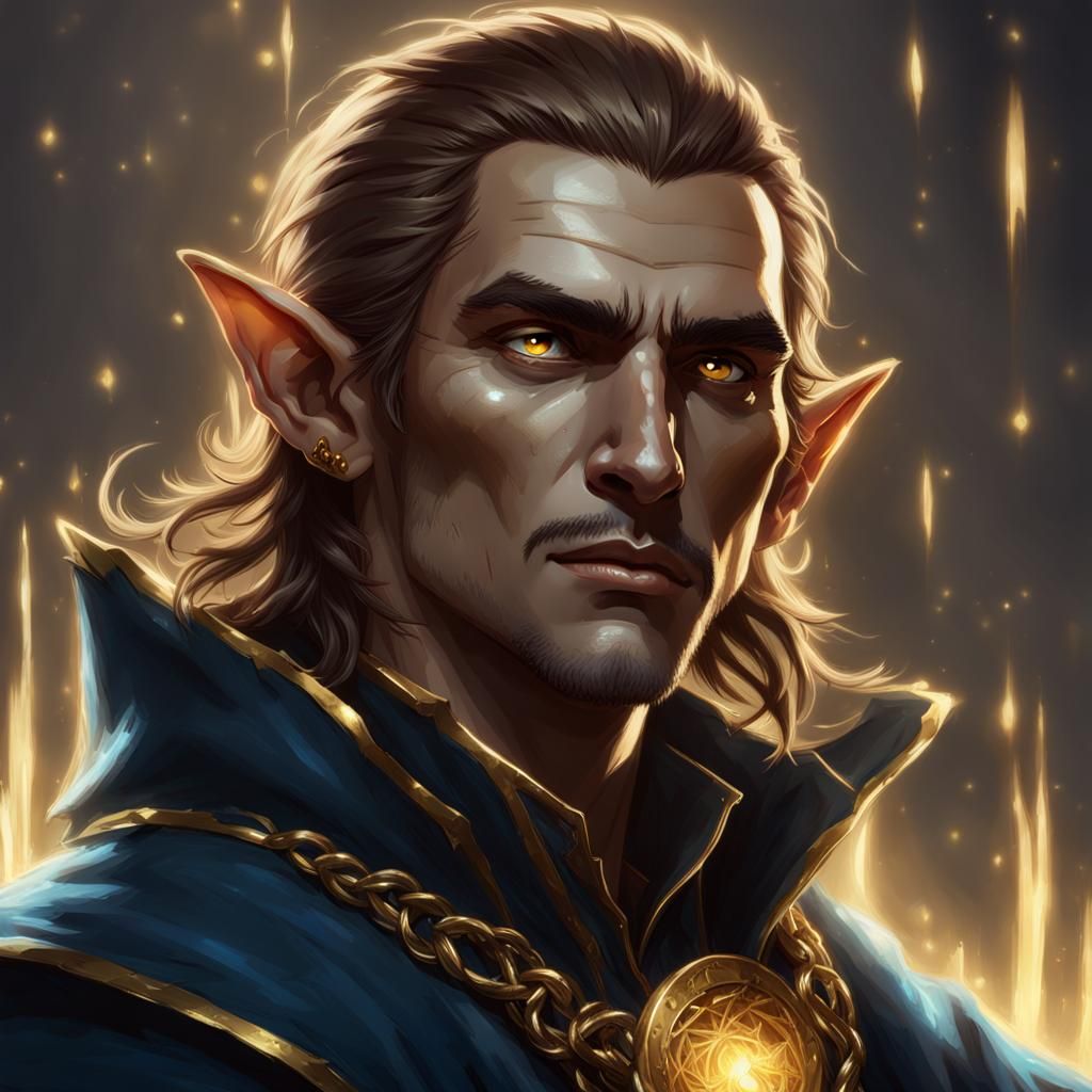 Elegant Elven Professor Portrait in Fantasy Art Style