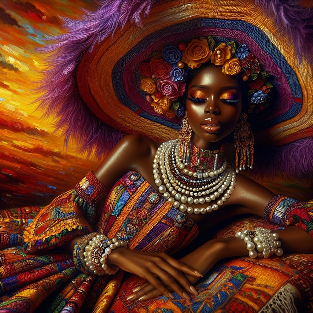 Radiant African Woman in Romantic Impasto Style