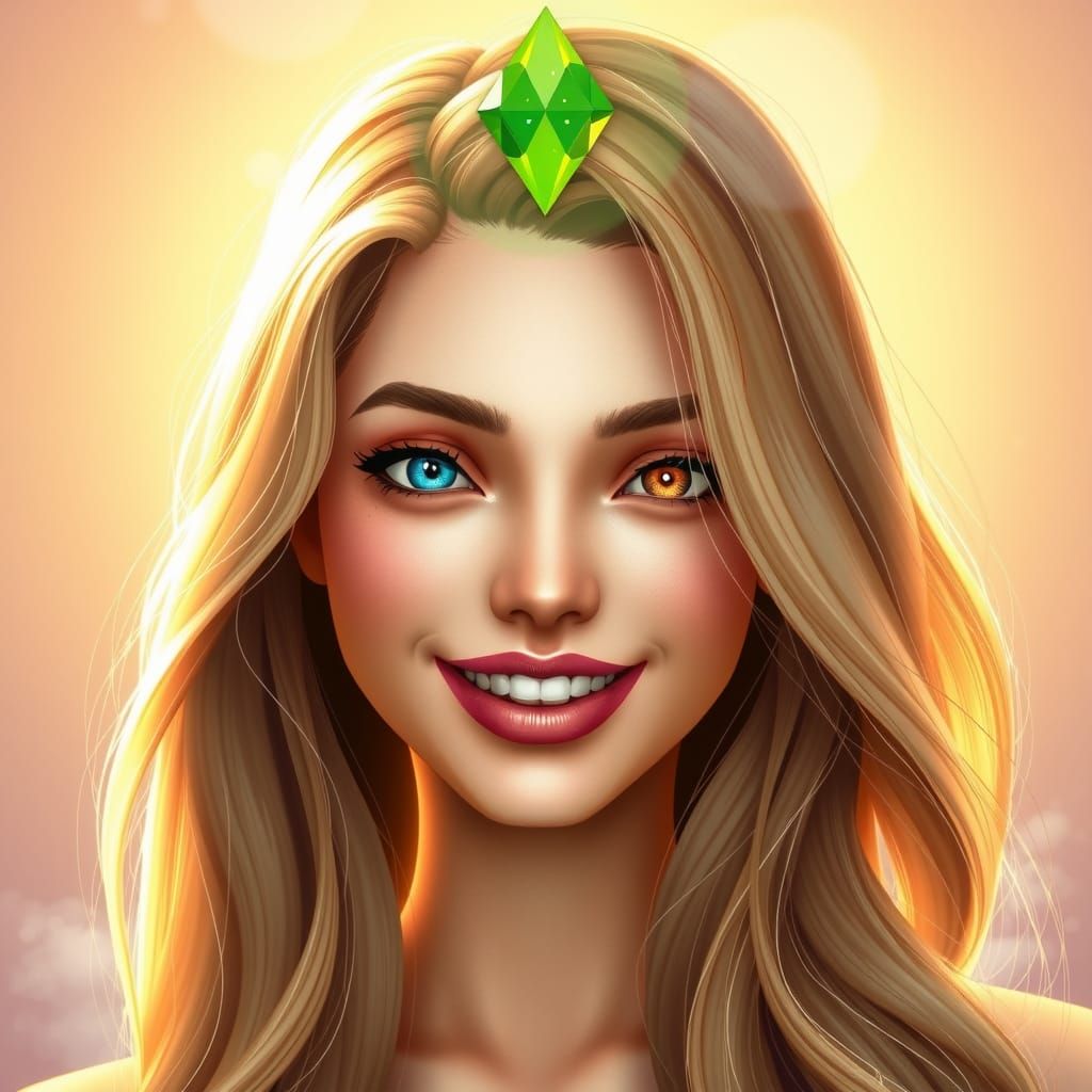 Sims 4 Female with Heterochromia in Dreamlike Style