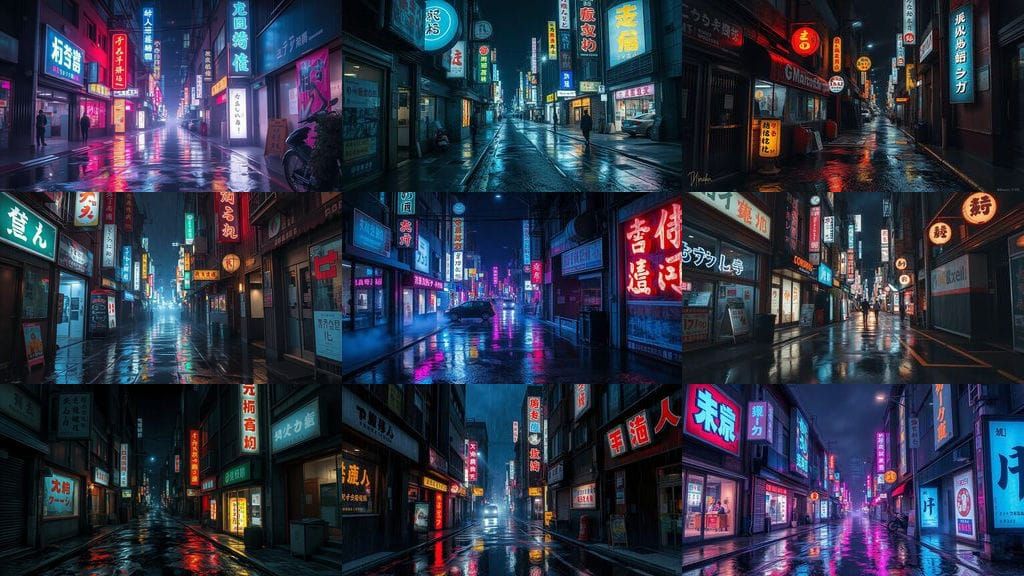 Anime Cyberpunk Tokyo Alley at Night with Neon Reflections