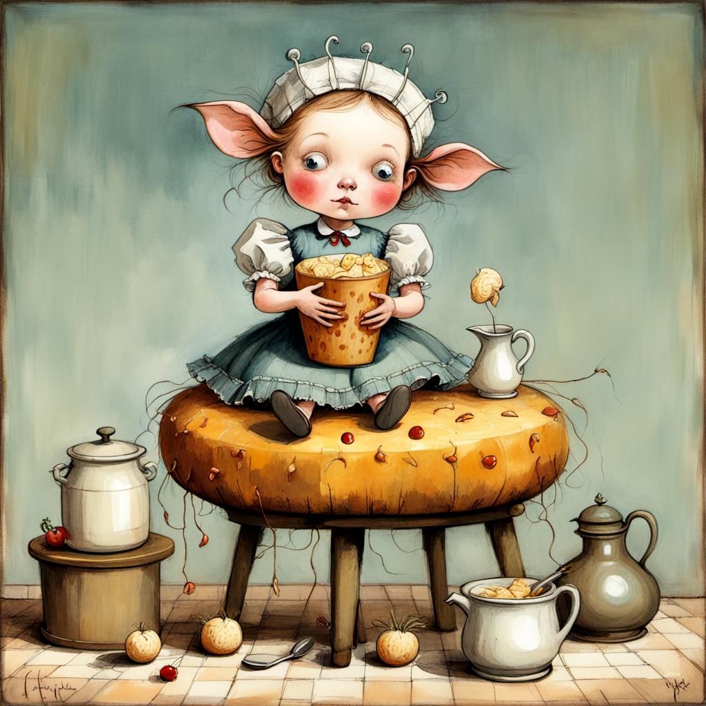 Little Miss Muffet Whimsical Illustration