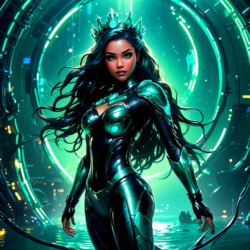 Ariel in Cybernetic Supersuit: 3D Digital Art