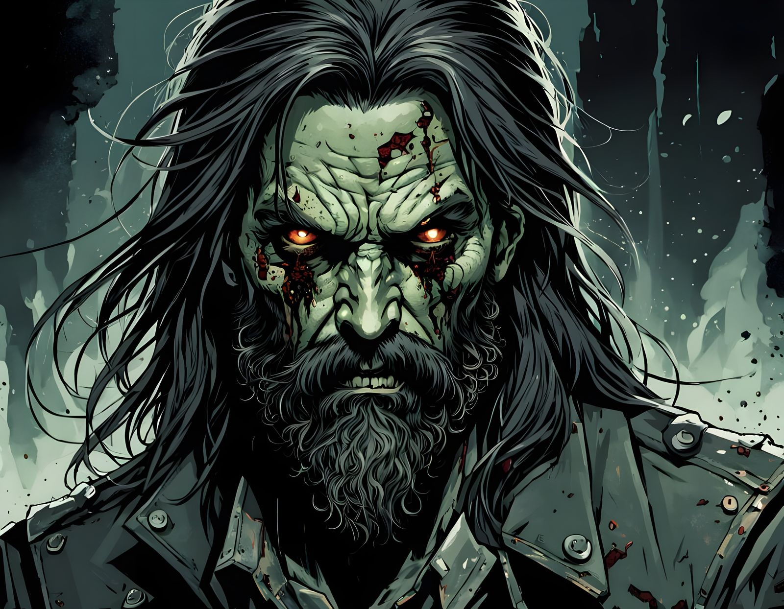 Distressed Zombie Figure in Anime Style Illustration