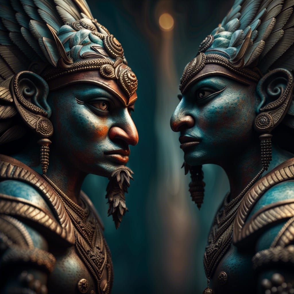 Detailed Portrait of Garuda, Indian God