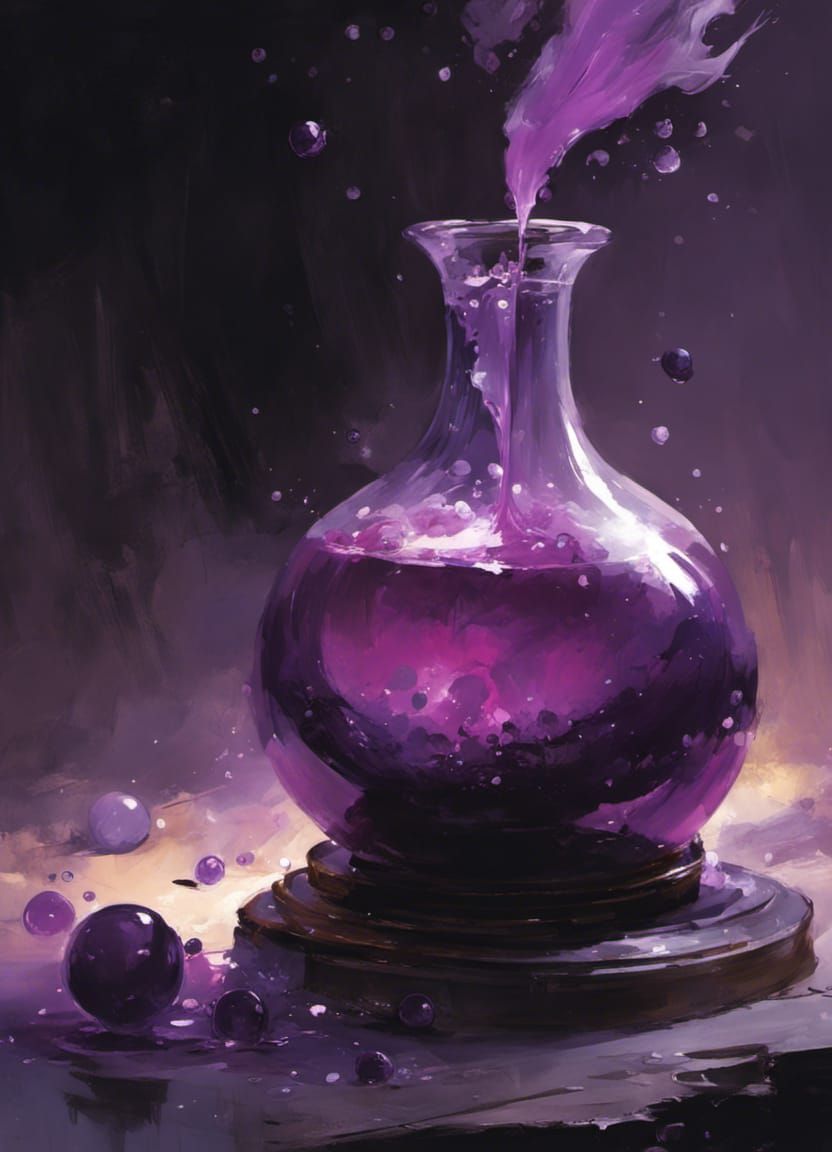 Purple Potion Digital Artwork with Paint Texture