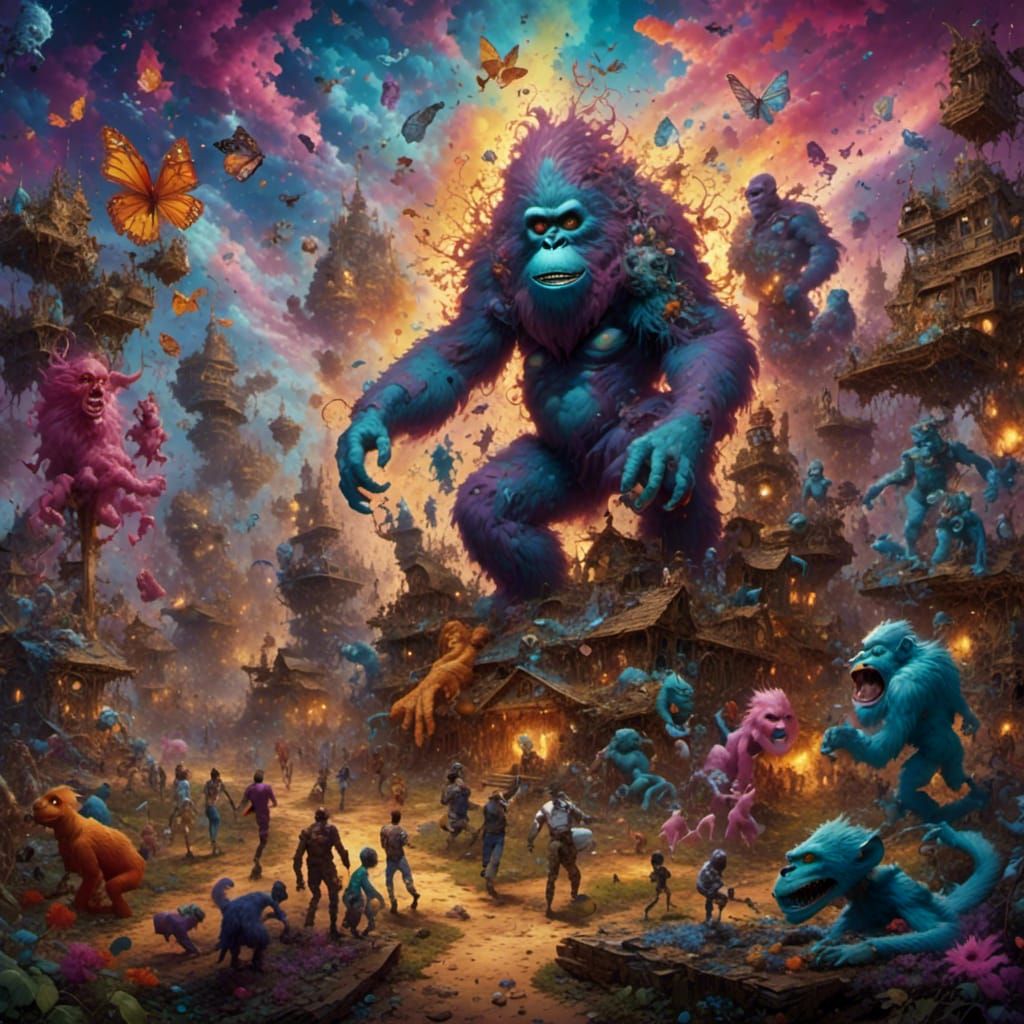 Oklahoma Sasquatch Breeding Facility in Purple: Intricate Pa...